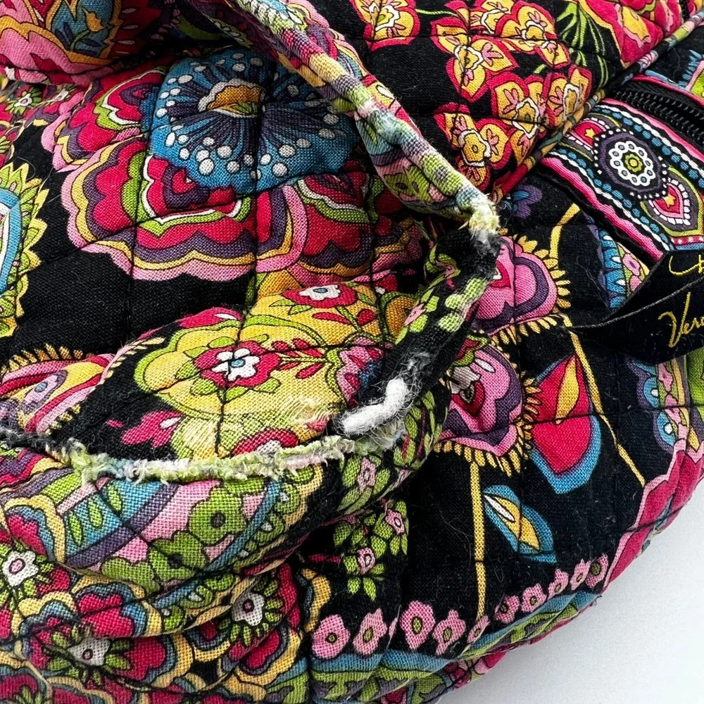 Vera Bradley Quilted Cotton Backpack Black Floral 15